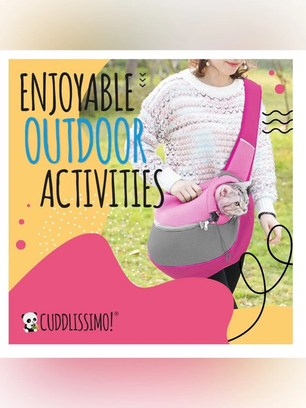 3/$30 Breathable Gray & Black Hands-Free Pet Sling Carrier by Cuddlissimo